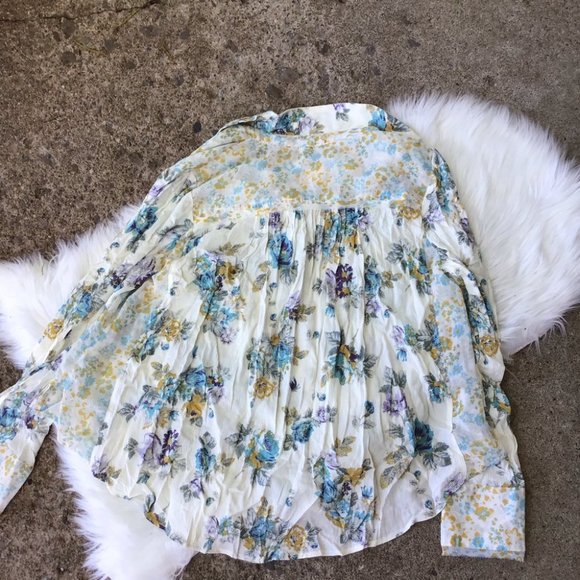 Free People Floral Button Down Top - Picture 3 of 5
